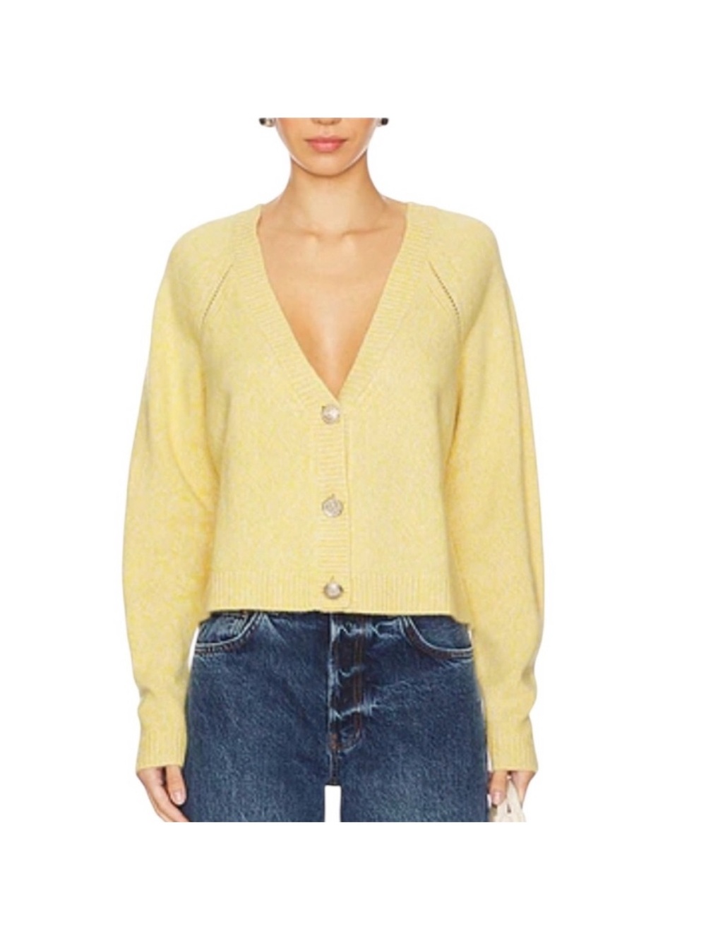 Ba&sh Carila Yellow Cashmere Cardigan, size Small - Picture 2 of 12